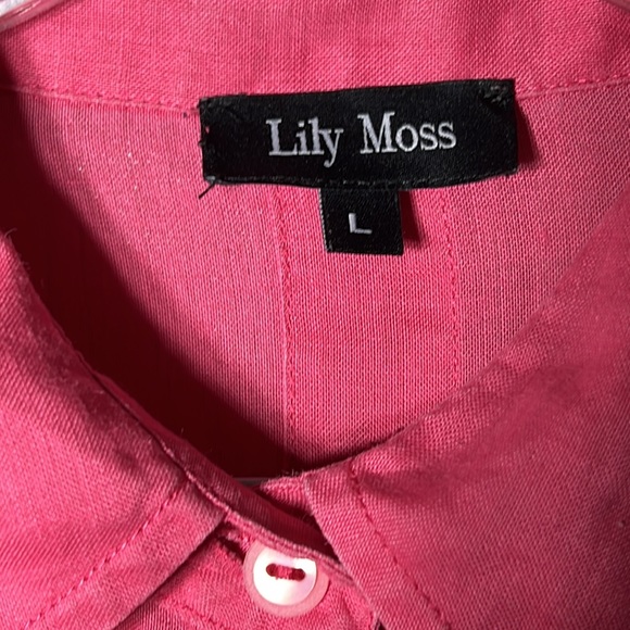 Lily moss pink button front linen top size Large - Picture 5 of 13